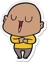 sticker of a happy cartoon bald man vector