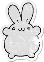 distressed sticker of a cartoon rabbit vector