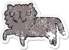 distressed sticker of a cartoon cat vector