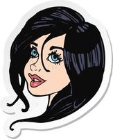 sticker of a cartoon pretty female face vector