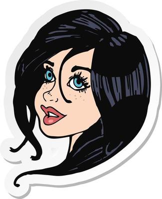 sticker of a cartoon pretty female face