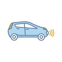 Smart car in side view color icon. NFC auto. Intelligent vehicle. Self driving automobile. Autonomous car. Driverless vehicle. Isolated vector illustration