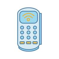 Payment terminal color icon. POS terminal. NFC payment. Contactless transaction. Near field communication. E-payment. Isolated vector illustration