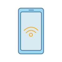 NFC smartphone signal color icon. NFC phone. Near field communication. Mobile phone contactless payment. Isolated vector illustration