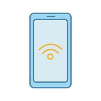 NFC smartphone signal color icon. NFC phone. Near field communication. Mobile phone contactless payment. Isolated vector illustration