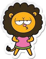 sticker of a cartoon bored lion vector