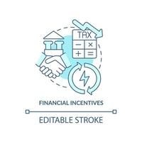 Financial incentives turquoise concept icon. Successful energy planning abstract idea thin line illustration. Tax credits. Isolated outline drawing. Editable stroke. vector