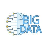 Big data color icon. Cloud computing. Cloud network. Database. Artificial intelligence. Isolated vector illustration