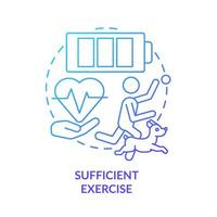 Sufficient exercise blue gradient concept icon. Pet wellness tip abstract idea thin line illustration. Daily physical activity for dog. Isolated outline drawing. vector