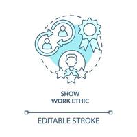 Show work ethic turquoise concept icon. Customer service tips abstract idea thin line illustration. Isolated outline drawing. Editable stroke. vector