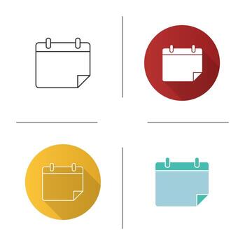Today calendar icon. Notes. Organizer. Flat design, linear and color styles. Isolated vector illustrations