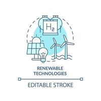 Renewable technologies turquoise concept icon. Efficient energy planning abstract idea thin line illustration. Isolated outline drawing. Editable stroke. vector