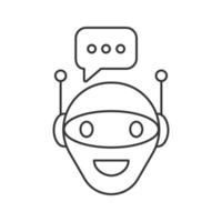 Chat bot linear icon. Robot. Virtual assistant. Thin line illustration. Artificial intelligence. Contour symbol. Vector isolated outline drawing. Editable stroke