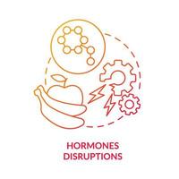 Hormones disruptions red gradient concept icon. Endocrine system problem. Hormonal imbalance. Side effect abstract idea thin line illustration. Isolated outline drawing. vector