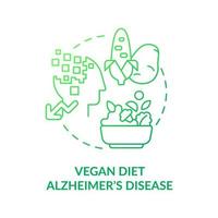 Vegan diet and Alzheimer disease green gradient concept icon. Dementia prevention. Veganism and illness abstract idea thin line illustration. Isolated outline drawing. vector