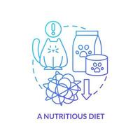 Nutritious diet blue gradient concept icon. Proper pet care routine abstract idea thin line illustration. Healthy treats for dogs, cats. Isolated outline drawing. vector