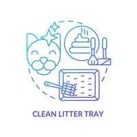 Clean litter tray blue gradient concept icon. Keeping indoor cat healthy abstract idea thin line illustration. Sensitivity to smells. Isolated outline drawing. vector