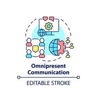 icono del concepto de comunicación omnipresente. estrategia de mercadeo. comportamiento del cliente tendencia idea abstracta ilustración de línea delgada. dibujo de contorno aislado. trazo editable. vector