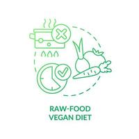 Raw food vegan diet green gradient concept icon. Uncooked vegetables. Variety of vegan diet abstract idea thin line illustration. Isolated outline drawing. vector