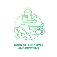 Dairy alternatives and proteins green gradient concept icon. Soy substitute. Tip for vegan lifestyle abstract idea thin line illustration. Isolated outline drawing. vector