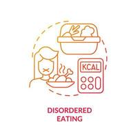 Disordered eating red gradient concept icon. Over fixation and food restrictions. Side effect abstract idea thin line illustration. Isolated outline drawing. vector