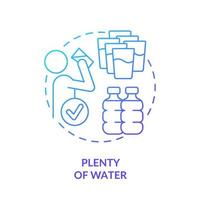 Plenty of water blue gradient concept icon. Recommended liquid amount. Tip for vegan lifestyle abstract idea thin line illustration. Isolated outline drawing. vector