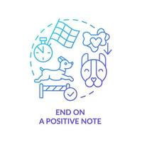 End on positive note blue gradient concept icon. Obedience training for puppy abstract idea thin line illustration. Maximize dog success. Isolated outline drawing. vector