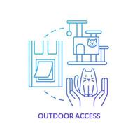 Outdoor access blue gradient concept icon. Bringing new cat home tip abstract idea thin line illustration. Promoting natural behavior. Isolated outline drawing. vector