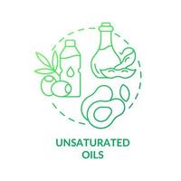 Unsaturated oils green gradient concept icon. Vegetable and seeds fats. Vegan lifestyle tip abstract idea thin line illustration. Isolated outline drawing. vector