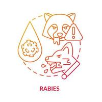 Rabies red gradient concept icon. Common health concern for dog abstract idea thin line illustration. Brain inflammation. Fatal disease. Isolated outline drawing. vector