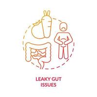 Leaky gut issues red gradient concept icon. Bloating and cramps problem. Digestion issues. Side effect abstract idea thin line illustration. Isolated outline drawing. vector