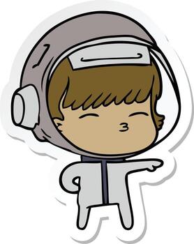 sticker of a cartoon curious astronaut vector