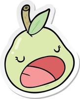 sticker of a cartoon pear vector