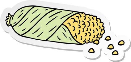 sticker cartoon doodle of fresh corn on the cob vector