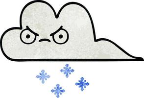 nube de nieve de dibujos animados de textura grunge retro vector