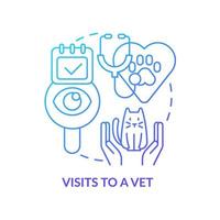 Visits to vet blue gradient concept icon. Pet wellness tip abstract idea thin line illustration. Routine veterinary clinic visit. Isolated outline drawing. vector