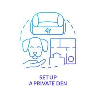 Set up private den blue gradient concept icon. Obedience training for dog abstract idea thin line illustration. Safe, comfortable place. Isolated outline drawing. vector