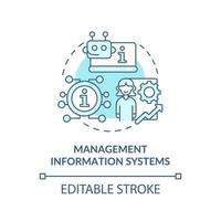 Management information systems turquoise concept icon. Improve business performance abstract idea thin line illustration. Isolated outline drawing. Editable stroke. vector