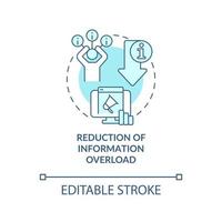 Reduction of information overload turquoise concept icon. Information industry role abstract idea thin line illustration. Isolated outline drawing. Editable stroke. vector