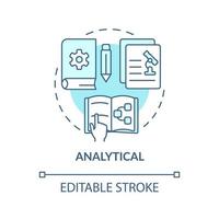 Analytical turquoise concept icon. Information type abstract idea thin line illustration. Facts interpretation. Isolated outline drawing. Editable stroke. vector