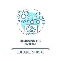 Designing system turquoise concept icon. Info system development life cycle abstract idea thin line illustration. Isolated outline drawing. Editable stroke. vector
