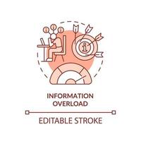 Information overload terracotta concept icon. Info industry issue abstract idea thin line illustration. Multitasking. Isolated outline drawing. Editable stroke. vector