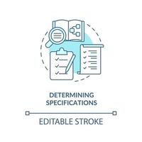 Determining specifications turquoise concept icon. Info system development stage abstract idea thin line illustration. Isolated outline drawing. Editable stroke. vector