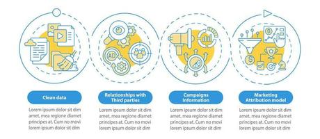 Digital marketing platform options blue circle infographic template. Data visualization with 4 steps. Process timeline info chart. Workflow layout with line icons vector