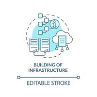 Building of infrastructure turquoise concept icon. Function of information sector abstract idea thin line illustration. Isolated outline drawing. Editable stroke. vector