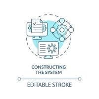 Constructing system turquoise concept icon. Data system development abstract idea thin line illustration. Isolated outline drawing. Editable stroke. vector