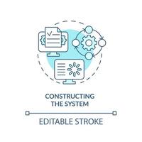 Constructing system turquoise concept icon. Data system development abstract idea thin line illustration. Isolated outline drawing. Editable stroke. vector