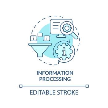 Information processing turquoise concept icon. Task of information industry abstract idea thin line illustration. Isolated outline drawing. Editable stroke. vector