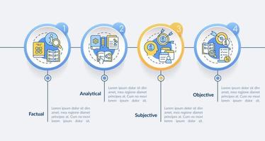 Major types of information circle infographic template. Analytical kind. Data visualization with 4 steps. Process timeline info chart. Workflow layout with line icons.