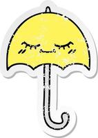 distressed sticker of a cute cartoon umbrella vector